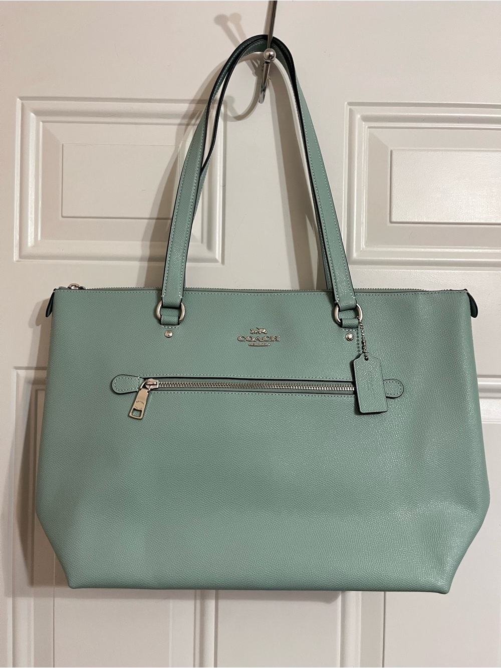 NWT Coach Light Teal Gallery Tote Shoulder Bag Leather Preppy Luxury
